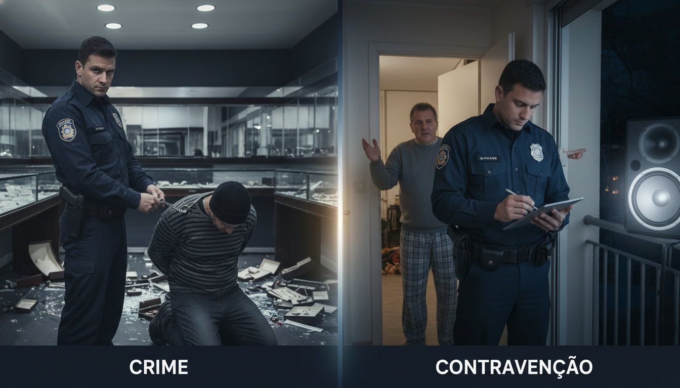 Direito Penal para Carreiras Policiais: Diferenças Cruciais entre Crimes e Contravenções